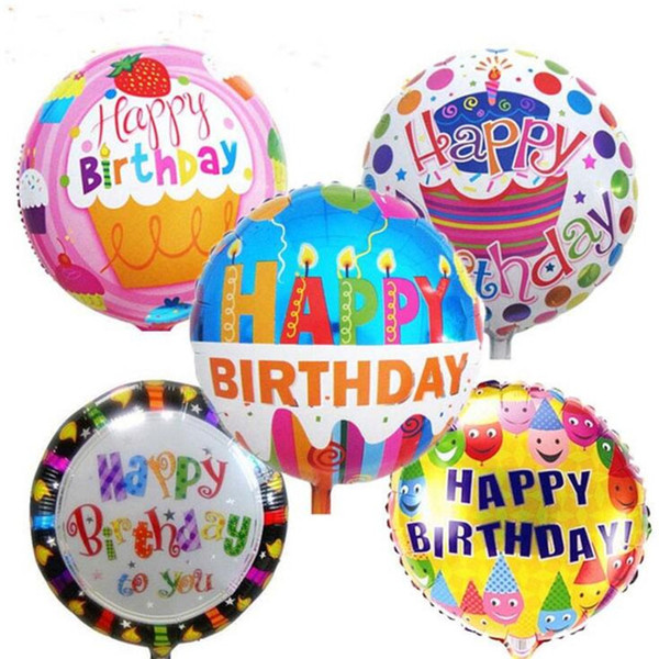 18 Inch Inflatable Bubble Aluminum Foil Balloons Happy Birthday Letter Printing Helium Balloon Mix Design Birthday Decorations Ballons 50Pcs