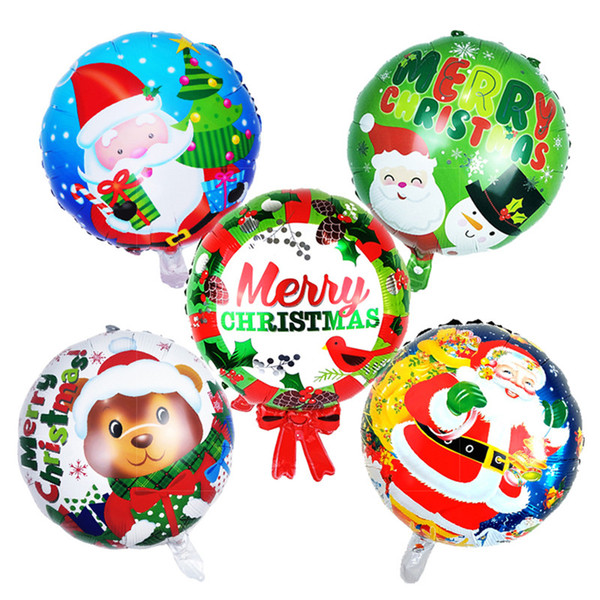 Mix Design Christmas Decorations Balloon 18 Inch Bubble Inflatable Air Christmas Helium Balloon Aluminum Foil Balloons Globos Wholesale