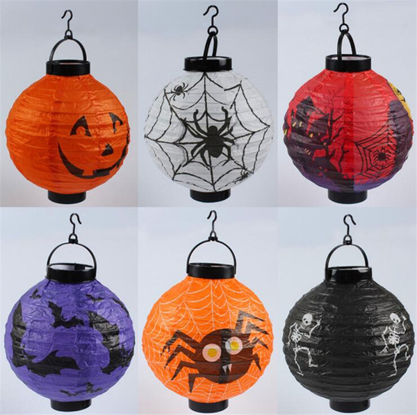 Flashing halloween kids toys light up paper lanterns battery operated led paper lantern halloween decorations prop supplies wholesale