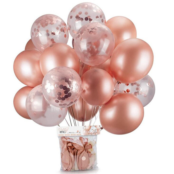 New Arrival 18 Inch Rose Gold Confetti Balloons Inflatable Air Latex Balloon Paper Ballons For Wedding Birthday Party Decorations