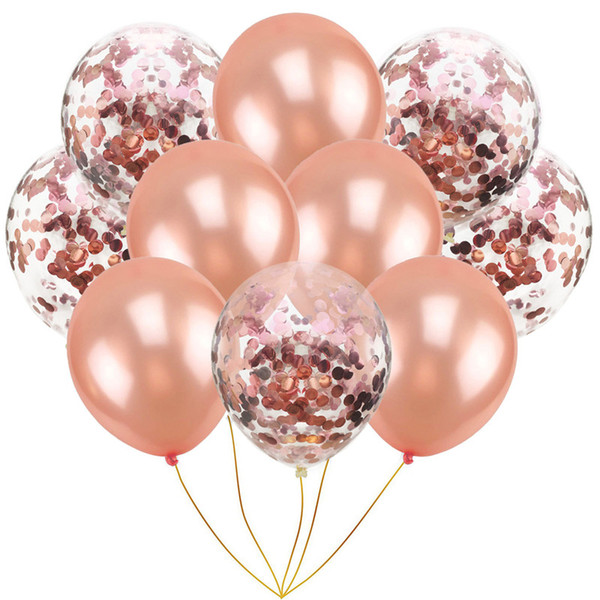 New arrival birthday party decorations balloons 12 inch transparent rose gold crepe paper filled latex ballons 10pcs/set drop 