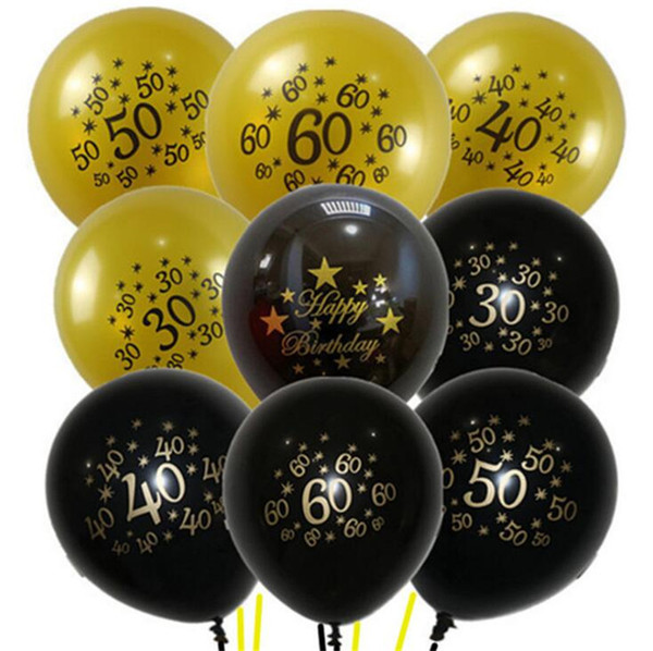 Hot Sale Happy Birthday Balloons 10 Inch Inflatable Bubble Latex Balloon Number Printed Birthday Supplies Ballon Decorations Wholesale