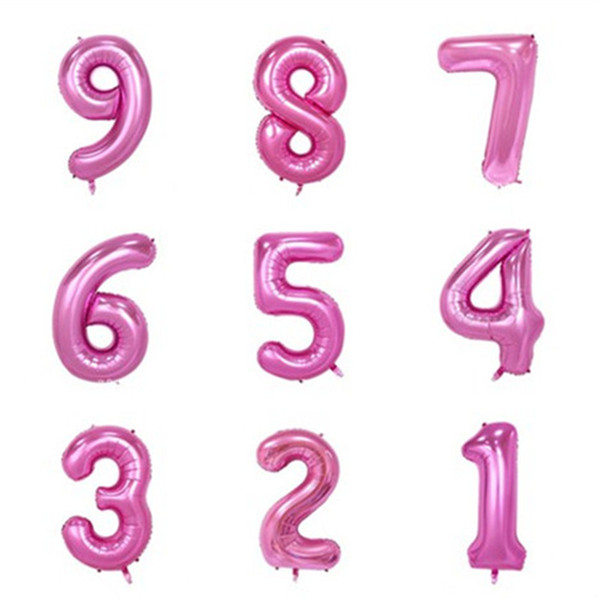 5 Pieces / Lot Number Helium Balloon 40 inch Large Pink Number Balloons Aluminum Birthday Foil Ballons Party Wedding Decorations Ballon