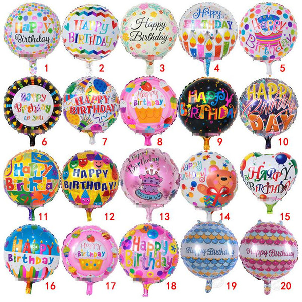 Colorful 18inch Round Happy Birthday Foil Balloons Children Inflatable Toys Gift Birthday Party Decoration