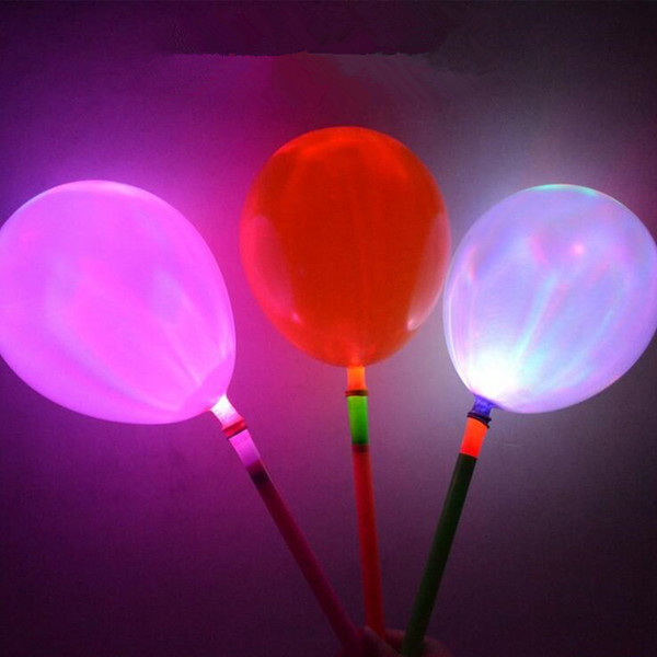 Novelty LED Lighting Balloons Flashing Color Changing Balloon With Sticks Christmas New Year Wedding Party Toys Gifts