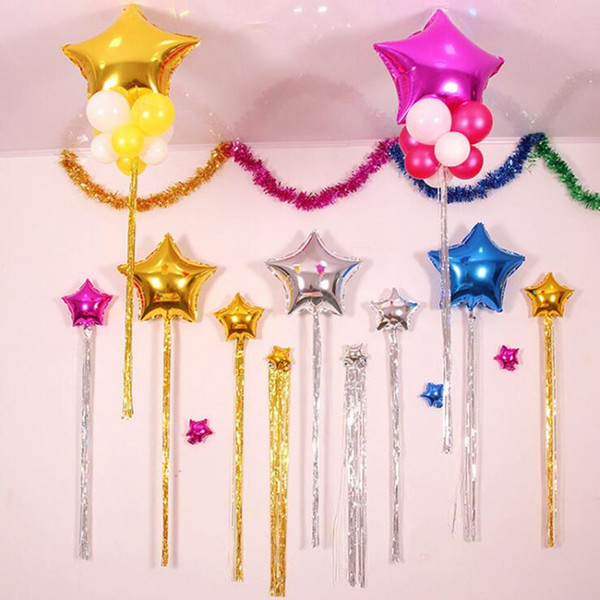 Star Love Heart Foil Balloon Tied Tassel Rain Wire Balloons Set Party Scene Wedding Arrangement Decoration