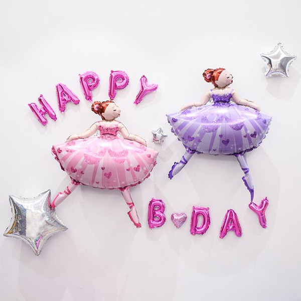 Cartoon Ballet Girl Shaped Foil Balloons Children Girls Helium Balloon Toys Birthday Party Decoration