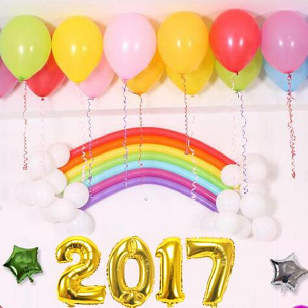 Gold Silver Number 2017 Foil Balloons New Year Decoration Toys Gifts Aluminum Foil Balloons Event Party