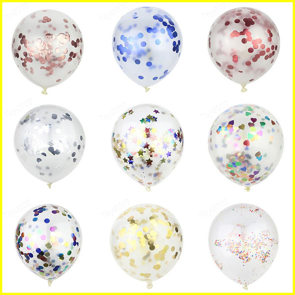 Colorful 12inch Confetti Balloons Clear Latex Balloon for Wedding Decoration Happy Birthday Baby Shower Party Supplies for kids toys