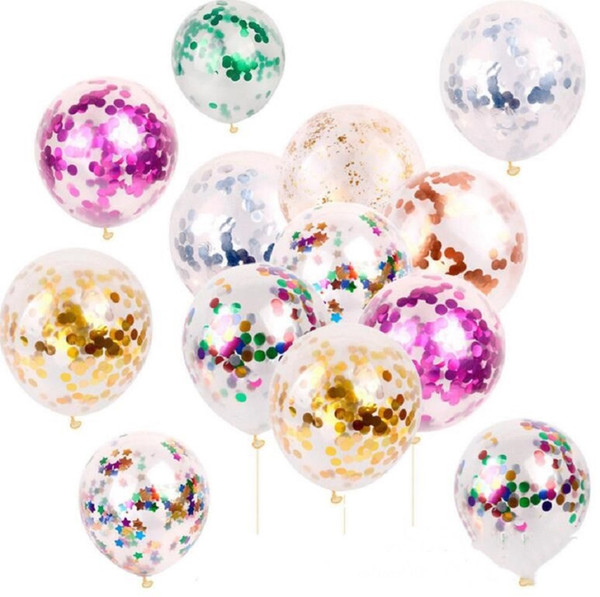 New Fashion Multicolor Latex Sequins Filled Clear Balloons Novelty Kids Toys Beautiful Birthday Party Wedding Decorations