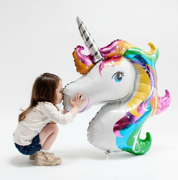 Large 117 * 87cm Rainbow Unicorn Party Supplies Foil Balloons Kids Cartoon Animal Horse Float Balloons Birthday Party Decoration