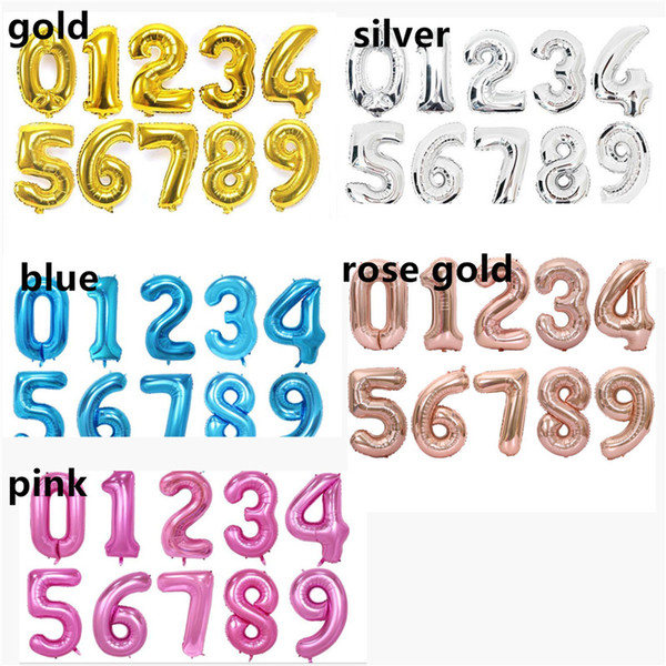 40 Inch Helium Balloon Gold Letter Number Aluminum Foil Balloons Wedding Birthday Party Decorative Supplies DHL free shipping