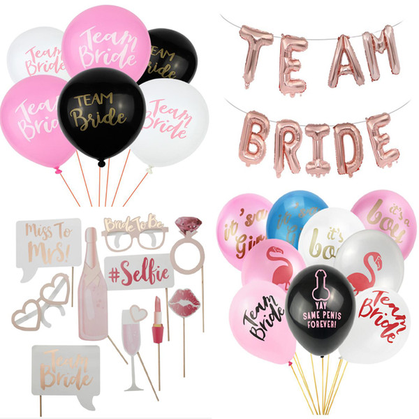 Team Bride To Be Balloons Just Married Banner Wedding Decoration Bridal Shower Photobooth Bachelorette Party Supplies