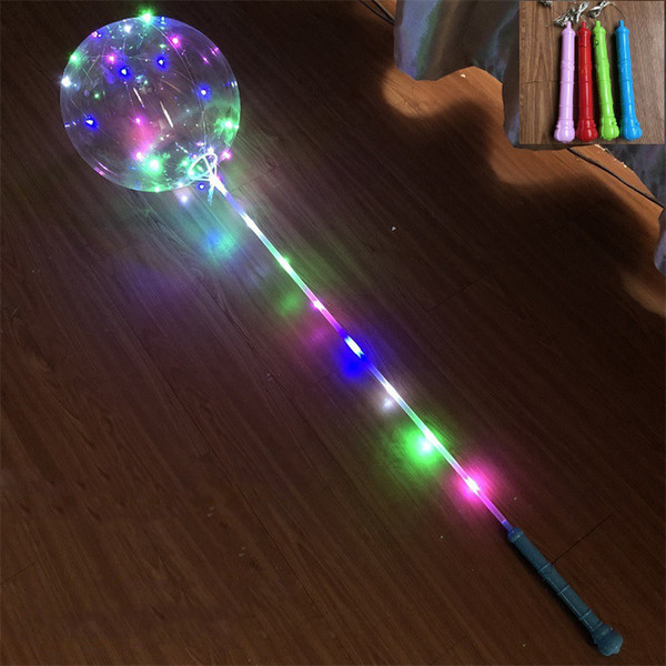 LED Luminous LED Bobo Balloon Flashing Light Up Transparent Balloons 3M String Light with Hand Grip for Christmas Party Wedding Decorations