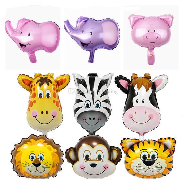 16 inch Multicolor Lovely Mini Animal Head Balloon Cartoon Aluminum film Balloons for Birthday Wedding Party Decoration Kids Toys C6153