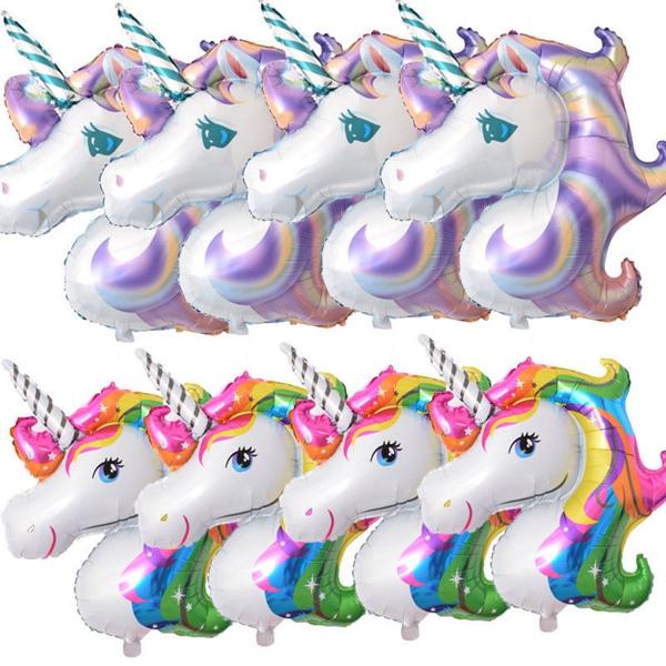 Supershape rainbow unicorn head foil balloon children birthday party decoration big rainbow unicorn balloons party supplies