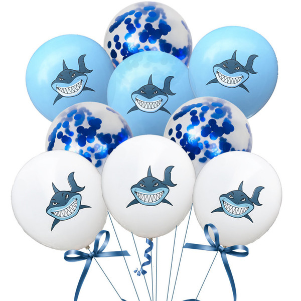 Decoration Of Festival Birthday Party 12 Inch Shark Ocean Color Balloon Natural Latex Photography Props Children's Day Halloween Christmas