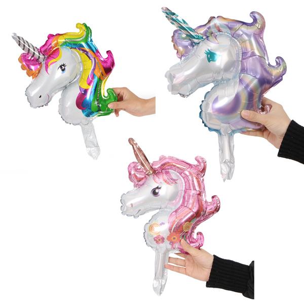 Cheap Aluminum Foil Stick Balloon 51*32cm for Birthday Party Cartoon Unicorn balloon rainbow polly Inflatable Ballon Gifts