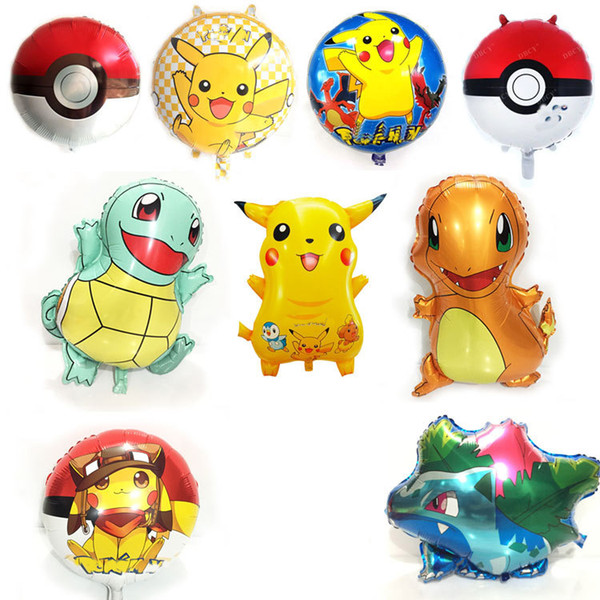 Pikachu Jenny Turtle Miao Frog Seed Small Fire Dragon Aluminum Balloon Air Balloon Four Kinds of Picks