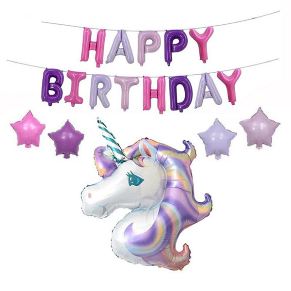 18pcs Aluminum Foil Balloon 116*88cm Animal Unicorn rainbow Balaos 16inch Happy Birthday Letter Air Globos Birthday Party Decor Kids toys