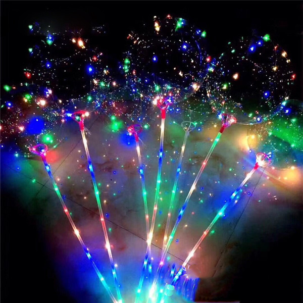 LED Flashing Balloon Transparent Luminous Lighting BOBO Ball Balloons with 70cm Pole 3M String Balloon Xmas Wedding Party Decorations