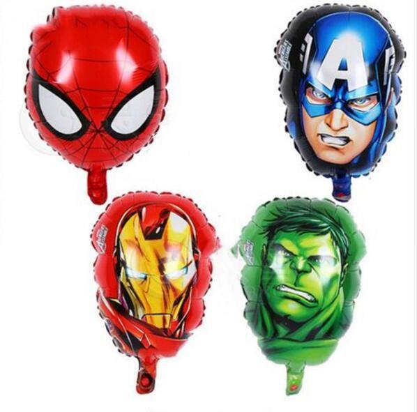 Foil Balloons Captain America Hulk SpiderMan Iron Man Head 55*33CM The Avengers Hero Balloons Birthday Party Decor Toy DHL Free Shipping