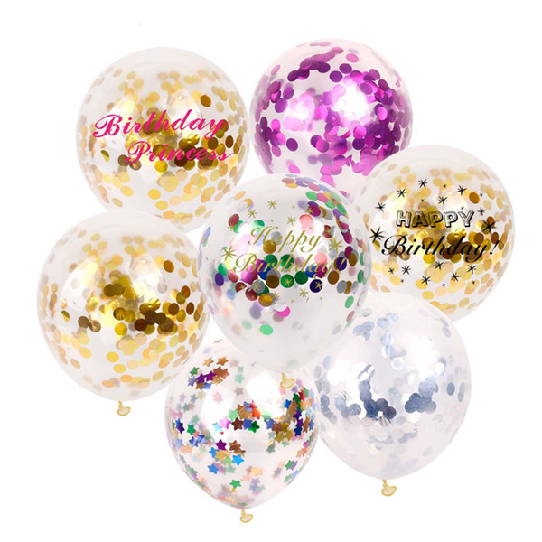 New Fashion Multicolor Latex Sequins Filled Clear Balloons Novelty Kids Toys Beautiful Birthday Party Wedding Decorations