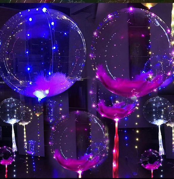 20 Inch Luminous Led Balloon 3M LED Air Balloon String Lights Round Bubble Helium Balloons Kids Toy Wedding Party Decoration