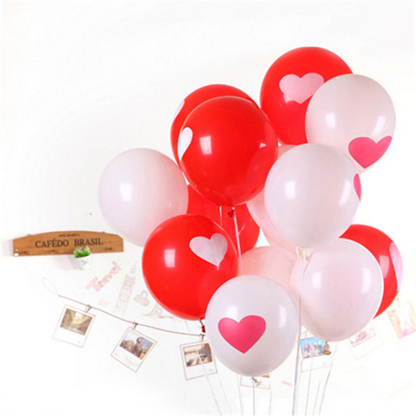 12inch Ballons Promotion! White Red Lovely round heart wedding balloons Birthday wedding Decoration Marriage Balloons latex ballute