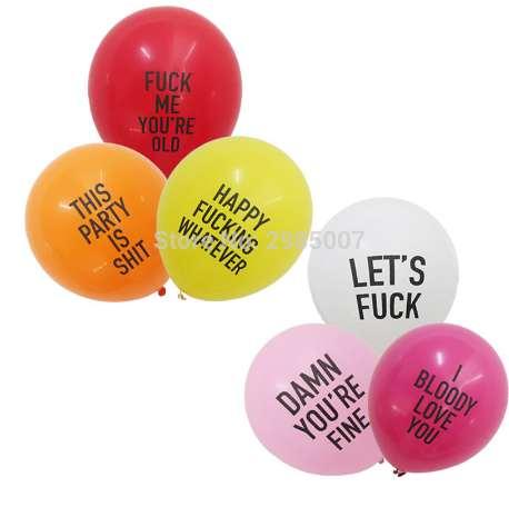 12pcs/lot abusive balloons funny rude Badass balloon Bachelorette Party Decorations Offensive Abusive Prank Collection