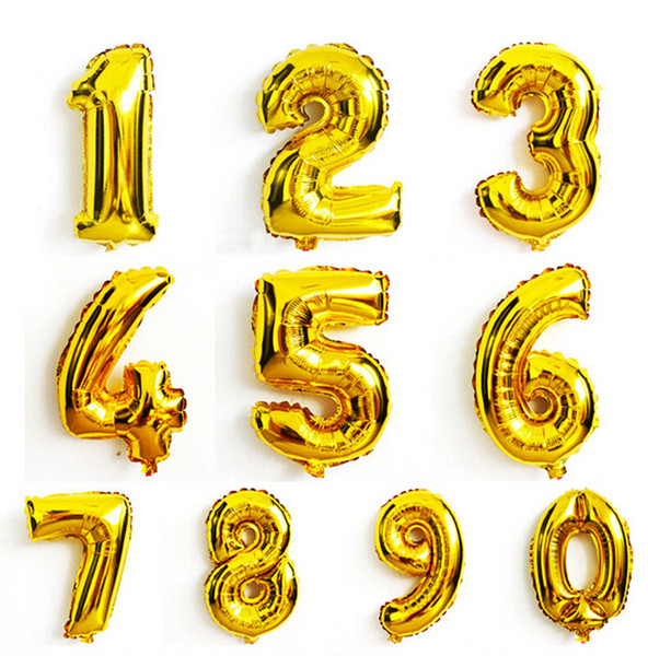 Large 32inch Gold Silver Number Balloon Aluminum Foil Helium Balloons Birthday Wedding Party Decoration Celebration Supplies