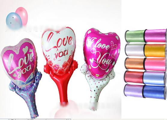 8%off!IN STOCK!35*50cm!Peach's heart!Valentine's Day!Handheld stick balloons!Love balloons!Free gift(ribbon 500CM)DROP SHIPPING50pcs/lot.GX