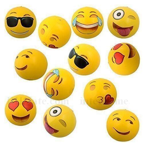 Emoji Beach Balls Inflatable Soft Ball Kids Adult Family Summer Holiday Party Favors Novelty Water Play Swimming Pool PVC Ballon Toys H756