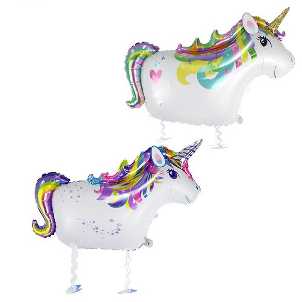 Rainbow Cartoon Animal Foil Balloons Kids Birthday Party Gift Inflatable Helium Balloon Walking Unicorn Air Ballons