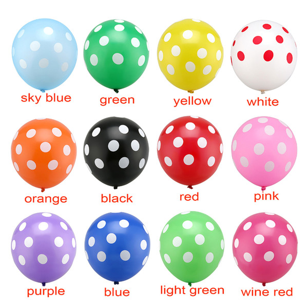 Hot High Quality 2.8G 12Inch 100Pcs /Lot Romantic Polka Dot Latex Balloons Party Decoration