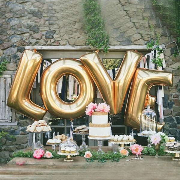 40 Inch Foil Balloon Aluminum Colorful Alphabet Letters Gold Silver Large LOVE Letters Birthday Party Wedding Decoration Balloons