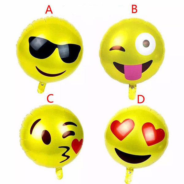 4 Design Emoji Balloons New 18inch Aluminum Film Balloon Smile Face Balloons for Birthday Party Cartoon Emoji Halloween Balloons