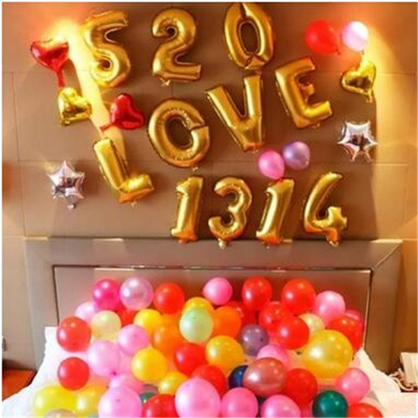 6-Inch Wedding Party Valentine 's Day Gold and Silver Letter Balloon Birthday Hydrogen Balloon Gold and Silver Optional