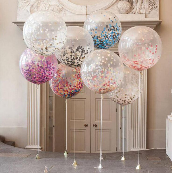 36 inch Confetti Balloons Giant Clear Latex Balloons Wedding Party Decorations Birthday Party Baby Shower Supply Air Balloons