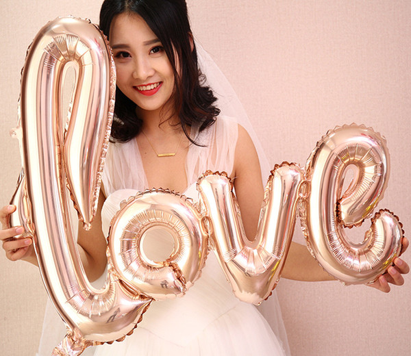 Giant Link Love Foil Helium Balloons Rose Gold Letter Balls bottle cup Globos Valentine's day Wedding Party Decor Bridal Shower