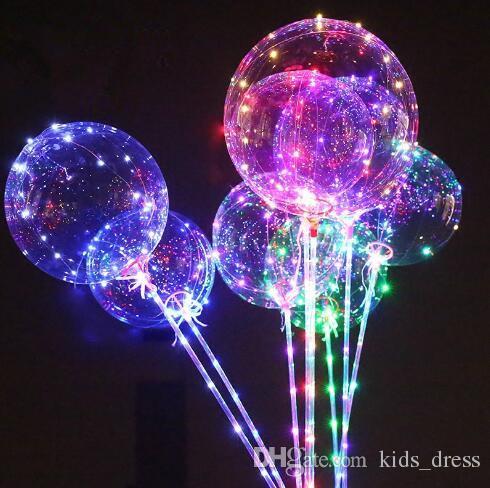 Luminous LED Balloon Transparent Colored Flashing Lighting Balloons With 70cm Pole Wedding Party Decorations Holiday Supply CCA8166 100pcs