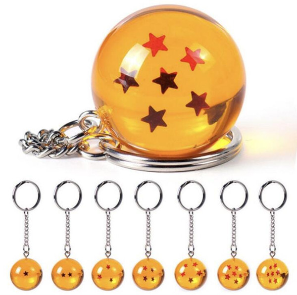 Hot Anime Dragon Ball Z Keychains Orange Blue Pvc 1-7stars Goku Dragonball Key Chains Gift For kids toys