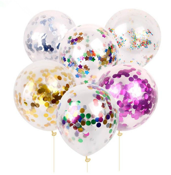 New Mixed Color Latex Sequins Filled Clear Balloons Novelty Kids Toys Beautiful Birthday Party Wedding Decorations 12 inch balloon