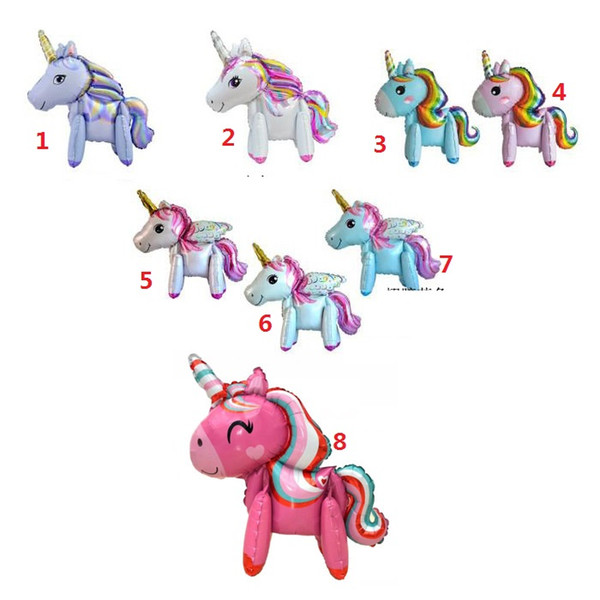 3D Unicorn Balloons Cute rainbow horse Aluminum Foil Balloons Birthday Party Decor wedding Supplies Kids Cartoon Toys gift globos z272