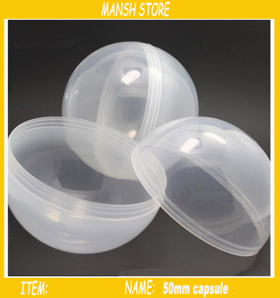 100pcs/lot 50mm empty transparent plastic ball for vending empty plastic clear openable balls for toys surprise gift ball free shipping