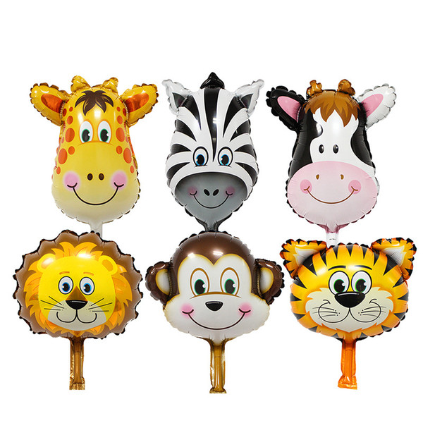 Stock Multicolor Lovely Mini Animal Head Foil Balloons Inflatable Balloons Baby Shower Party Balloon Toys With DHL 