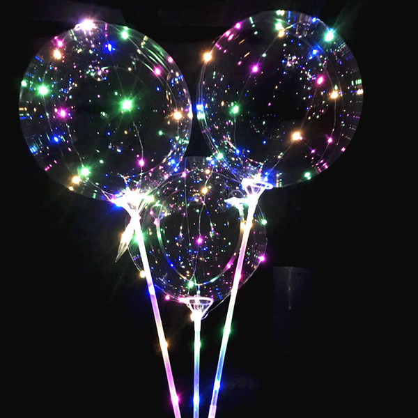 Luminous LED Balloons With Stick Lighted Up Balloon Kids Toy Birthday Party Wedding Decorations