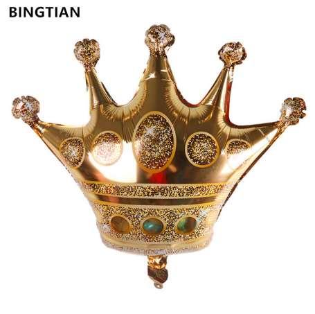 BINGTIAN mini large gold crown helium balloon princess crown foil balloons for happy birthday wedding party baby decoration