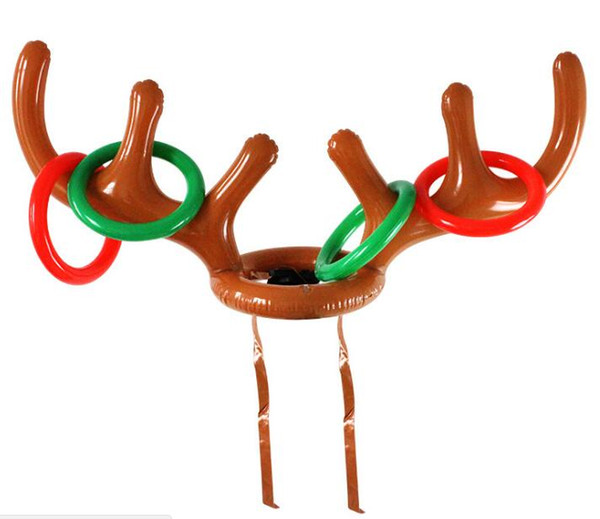 Inflatable antler deer head ring game aerated Christmas hat PVC antler inflatable cap animal horned cap Inflatable toys