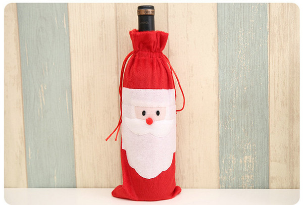 DHL Hot sale Christmas gift bag Merry Xmas Santa Claus Wine Bottle Cover Christmas Dinner Party Table Decor Red 